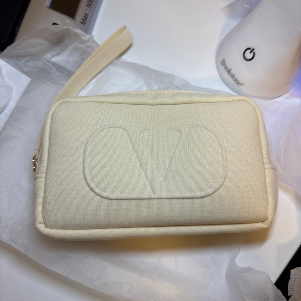 Valentino Small Ivory Pouch Wristlet